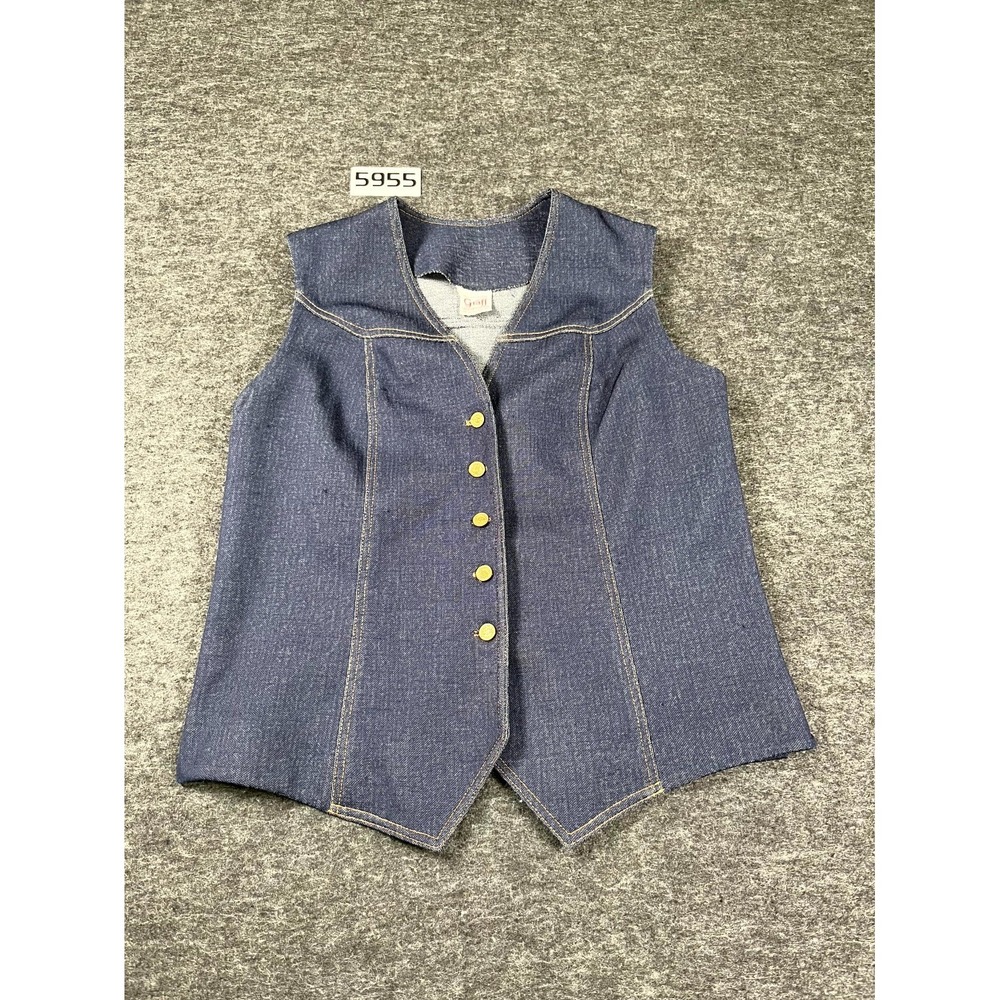 Vintage Graff Californiawear Vest Womens Large Blue Denim Boho Western Retro